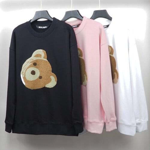 Palm Angels 21SS Letter Logo Men Women Lovers Cartoon Little Bear Casual Fashion Letter Men Long Sleeve Crewneck Sweatshirt