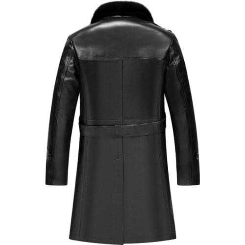 Genuine Sheepskin Leather Winter Jacket Men Wolf Liner Long Coats Mink Fur Collar Clothes LSY088317 MY1141