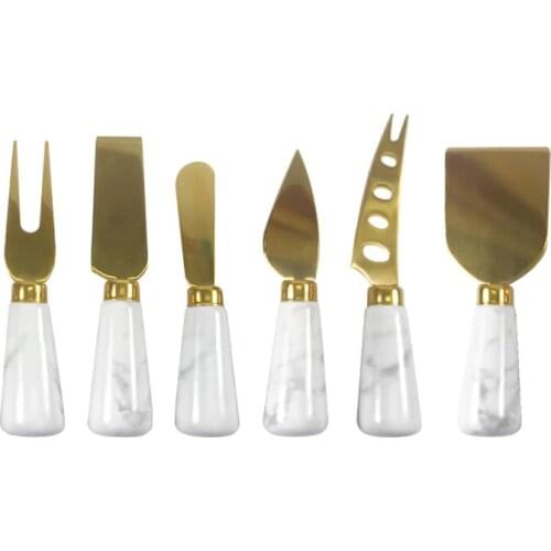 Ceramic flatware sets stainless steel marble texture tableware cutlery set kitchen dining tools cheese knife