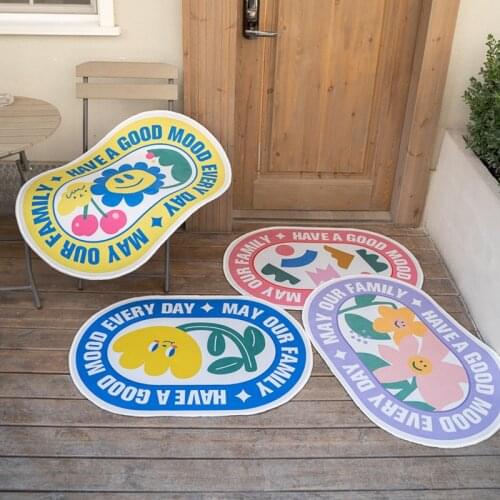 Anti-slip Door Mat Bathroom Colorful Smiley Flowers Door Entrance Mat Bath Rug Bathroom Mat Toilet Entrance Foot Pad Absorbent