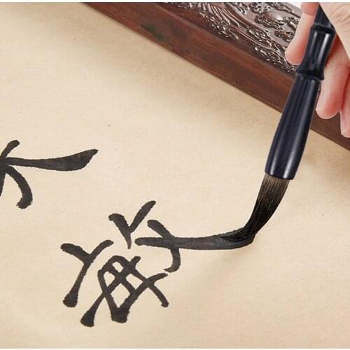 NUOLUX 3pcs Excellent Wolf Hair Chinese Caligraphy Kanji Japanese Sumi Drawing Brush - Size Large / Small / Medium (Black+Brown)