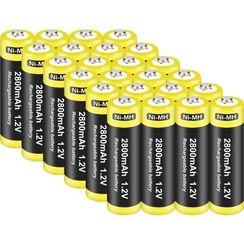 AA Ni-MH Rechargeable Battery Pack,2A Batteries 2800mAh High Capacity for Clocks, Remotes, Toys, Cameras, Flashlights & More