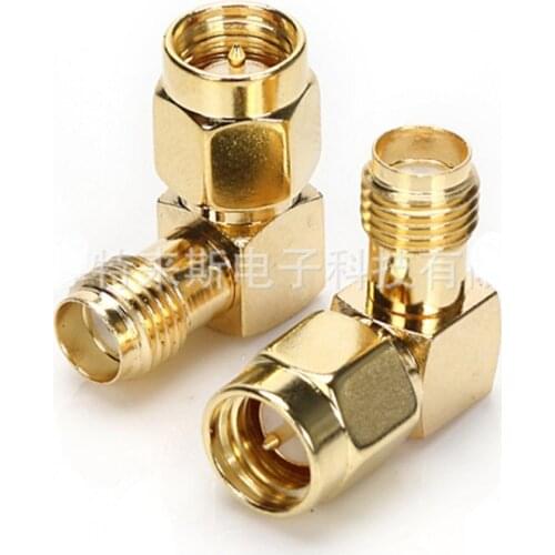 2pcs SMA to SMA Connector 90 Degree Right Angle SMA Male to Female Adapter Screw the Needle to SMA Male to Female