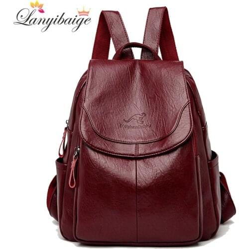 Vintage Women Backpack Large Capacity School Bags for Teenagers Girls School Backpack High Quality Leather Lady Shoulder Bag