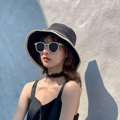 Summer Big Brim Sun Hat For Women Seaside Sun Protection UV Cap Wild Fisherman Hat Korean Fashion Version Buket Hat Gorros