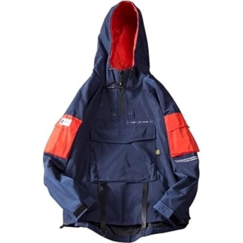 Spring autumn men hoodies high quality Original Hip Hop Casual Half Zipper Hoodie Jacket mens Pullover Windbreaker Streetwear