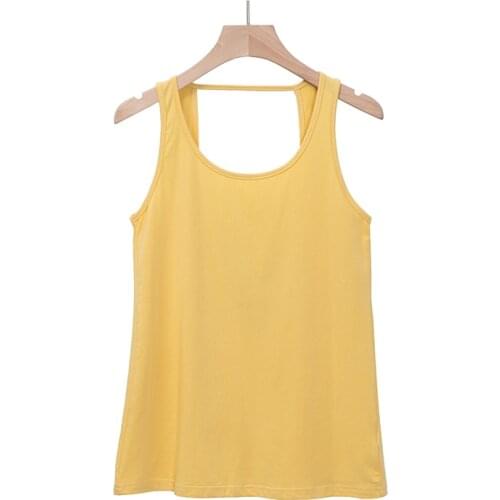 Womens cotton bottoming tank tops O-neck hollow out basic active sleeveless sport undershirt M30153