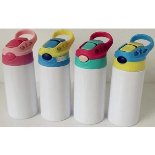 100pcs 12 oz 5 Styles Sublimation Kids Sippy Cup Blank Vacuum Flask Stainless Steel Water Bottle With Straw Home Supplies#36501