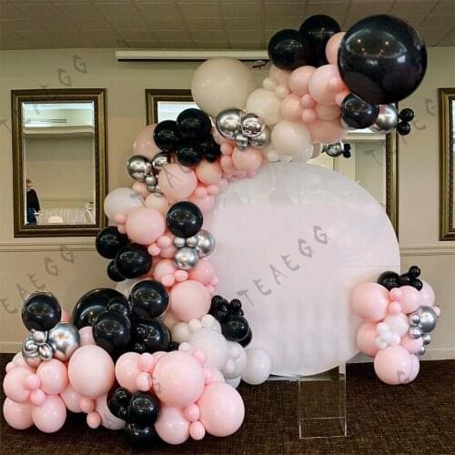 136Pcs Baby Shower Party Decoration Supplies Macaron Pink Black Gold Love Foil Balls Girl Wedding Birthday Decorations Gift