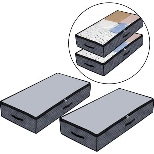 2 Pack Underbed Storage Bags Organizer with Handles Space Saver Storage Bags