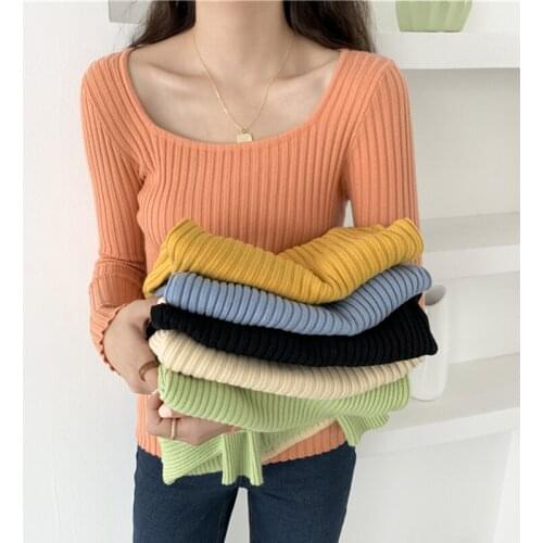 2021 Winter Tops For Women Pullover Jumper Pull Femme Hiver Truien Dames Autumn U Neck Sweater Knitted Fashion Womens Sweaters