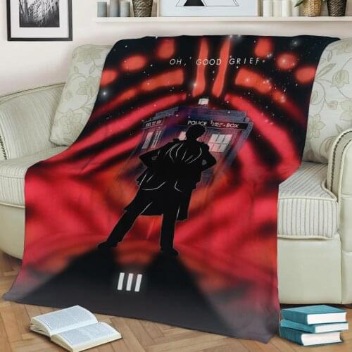 3rd Doctor with Tardis 3D Print Plush Blanket Throw On Sofa Home Decor Soft Warmth Washable Nap Blanket Dropshipping