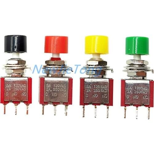 5Pcs 3Pin C-NO-NC 6mm DS-612 Mini Momentary Automatic Return Push Button Switch ON-(ON) 2A 250VAC/5A 120VAC Toggle Switches