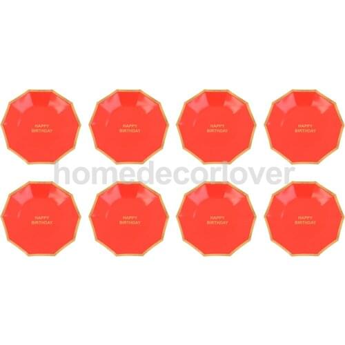 8 Pieces Bright Paper Plates Dishes Happy Adults Kids Birthday Party Dinner Tableware Catering Supply