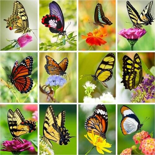 Huacan Diamond Painting Full Animals Flower Home Decor Diamond Mosaic Dog Wolf Peony Floral Embroidery Room Decor