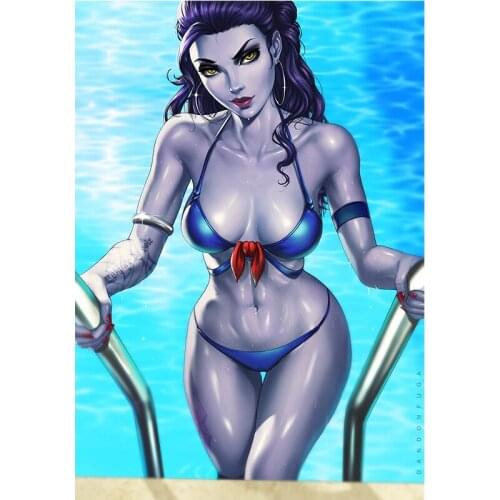 Pool Beauty Woman Overwatch Widowmaker Canvas Paintings Custom Print Movie Anime Video Game Posters Wall Art Pictures for Room