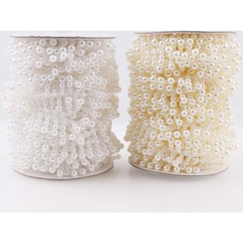 15mm 1 Meter Width Cotton Thread Flatback ABS Plastic Pearl Chain Connection Beads For DIY Manual Accessories Decoration
