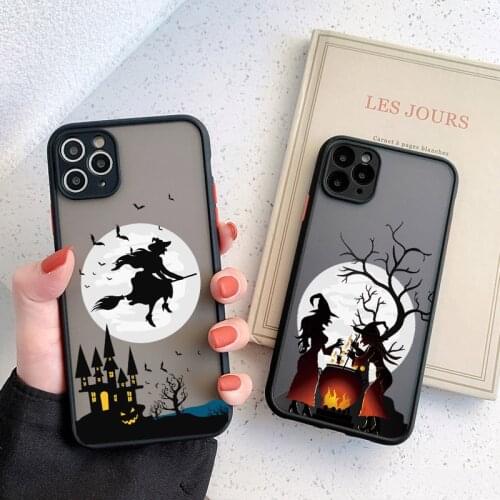 Witch Riding a Broom Camera Protection Phone Cases For iPhone 11 12 Pro Max 8 7 6S Plus SE 2 XR XS Max X Shockproof Back Cover