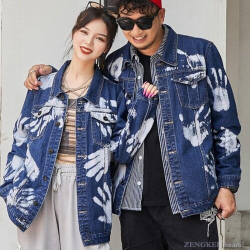 Men denim jacket plus fertilizer plus extra large size couple spring and autumn tops youth gown stretch tide fat 140kg8xl