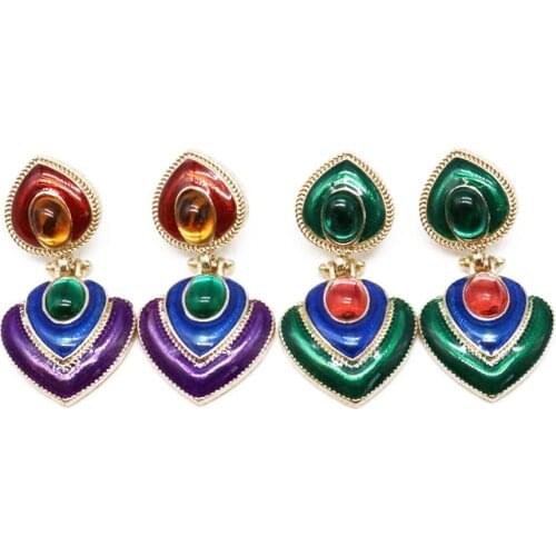 Elegant Green Purple Mixed Color Enamel Sweet Earring