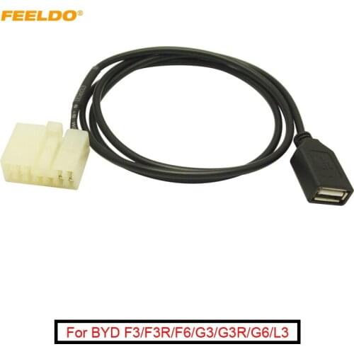 FEELDO 1PC Car Audio Female USB Cable Adapter Connector For BYD F3/F3R/F6/G3/G3R/G6/L3 CD Player USB Wire #FD5664