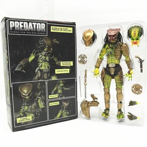 18cmNECA Predator Figure Elder Predator Gold Kenner Leader Clan Chief Action Figure Collection Model Toy gift