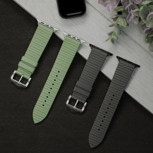Fluoro Rubber Straps For Apple iWatch Series SE 6 54321 Waterproof Sport Quick Release Spring Bars 38MM 40MM 42MM 44MM Watchband
