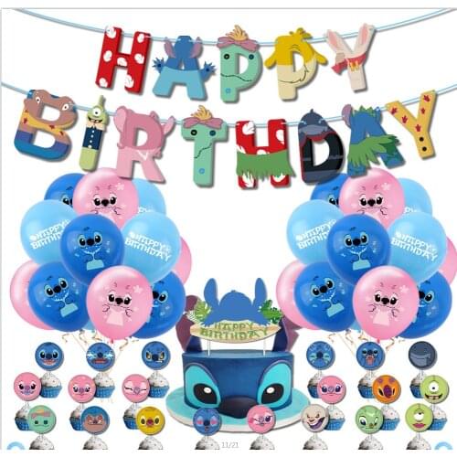 Disney Hot Lilo & Stitch Kids Theme Birthday Party Decorations Disposable Tableware Balloon Paper Plate Baby Shower Supplies