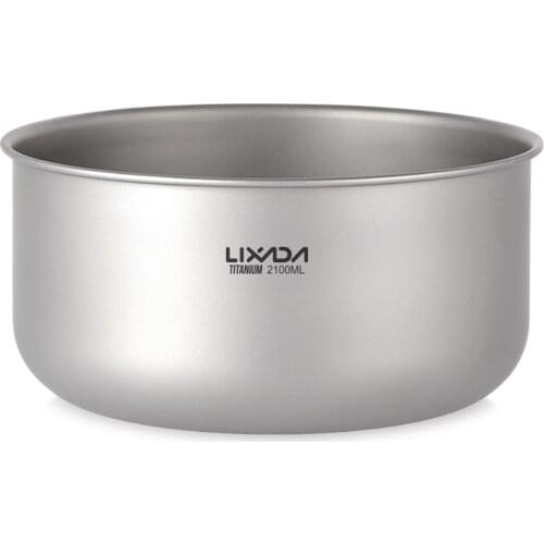 Lixada 2100ml Titanium Stockpot Soup Pot Saucepan Home Kitchen Outdoor Camping Backpacking
