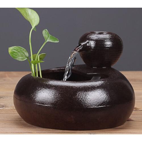 Ceramic Flowing Water Decoration Office Desktop Humidifier Creative Mini Living Room Fountain Home Zen Feng Shui Lucky Fortune