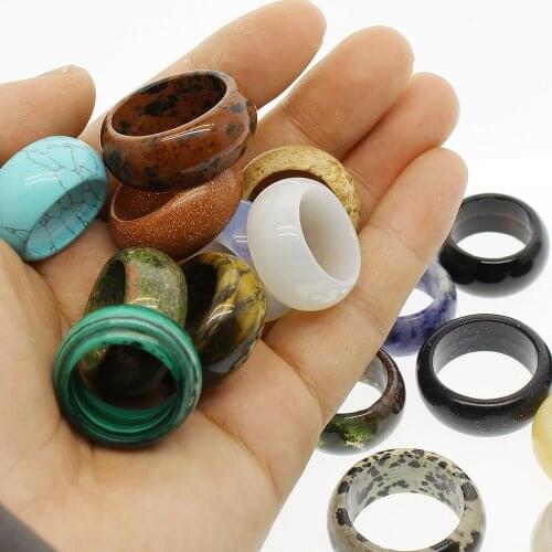 1pc Natural Semi-precious Stone Crystal Agates 12mm Ring Women Jewelry Attractive Texture Gem stone Individuality Unisex Rings