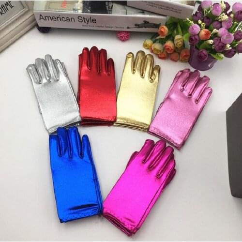 Short Wrist Length Shiny Gloves Elegant Wrist Banquet Gold Gloves Tea Party Dancing Gloves gant mariage ST264
