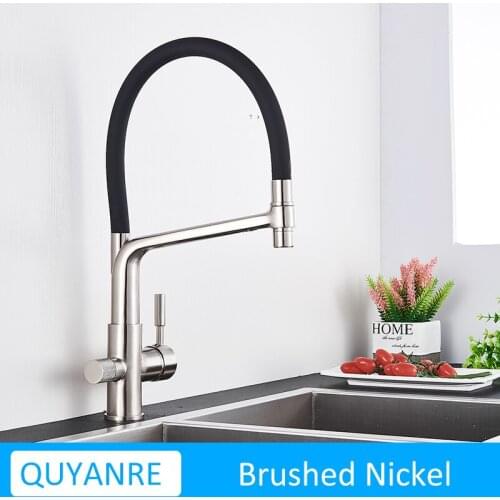 Black Nickel Filtered Kitchen Faucet Pull Down Pure Water Kitchen Mixer Tap Purification Filter Water Crane For Kitchen Mixer