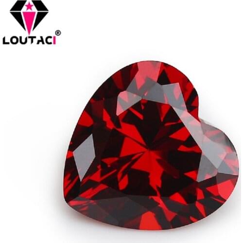 LOUTACI Colored Cubic Zirconia Heart Shape Garnet Color Precious Stones Well- Popular Provide Custom Big Size 11x11-15x15mm