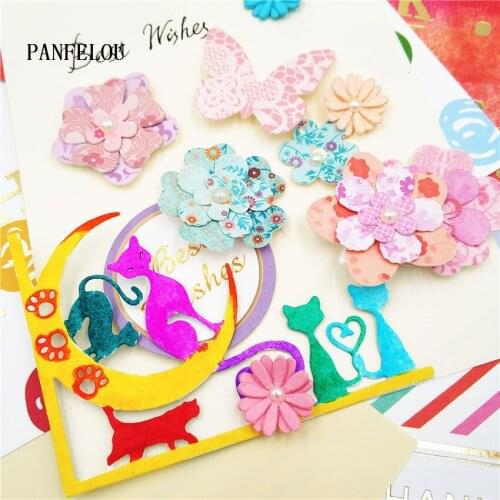 PANFELOU The cat moon metal craft paper die cutting dies Scrapbooking/DIY Thanksgiving Day Easter Embossing mould cards