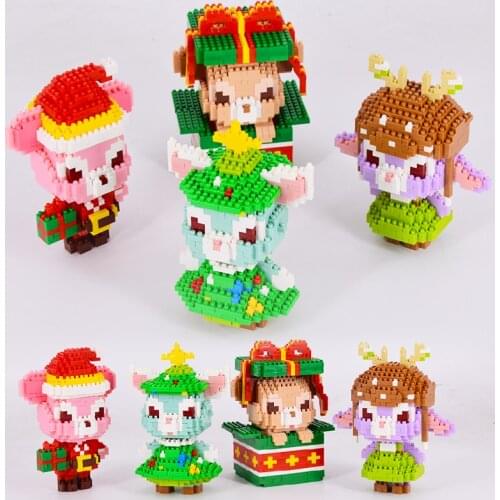 Mini Animals Rabbit Bear Building Blocks Christmas Gift Anime Diamond Micro Brick Toys For Children