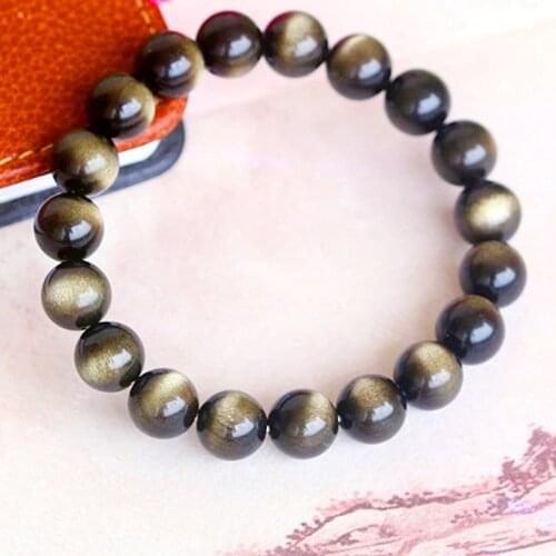 Natural gold meteorite mens bracelet accessories 5A beads gold black slate Buddhist bracelet 10MM beads jewelry free shipping