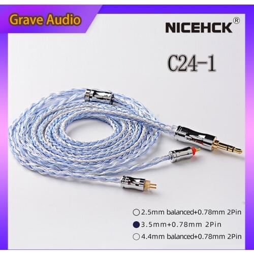 NiceHCK C24-1 Replace Earphone Wire 24 Core Silver Plated Copper Cable 3.5mm/2.5mm/4.4mm MMCX/NX7/QDC/0.78 2Pin for LZ A7 EBX21