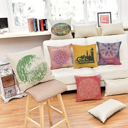Ramadan Islamic Muslim Culture Art Cushion Arabic Style Home Decorative Cotton Linen Throw Pillow Sofa Seat Pillowcase 45x45cm