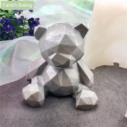 QINGHONG Animal Stone Bear 3D Silicone Mold For Mousse Fondant Chocolate Decoration Baking Tool Moulds Ceramic Plaster Available