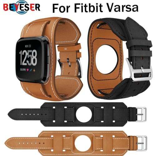 Replacement for Fitbit versa Bands Leather Straps Band Interchangeable Smartwatch Fitness wrist Watch Band With buckle Strap