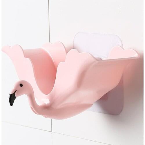 Flamingo Drain rack Wall-mounted Multifunction Soap Filter Punch-free shelf Organizer Storage Shelf Hook Bathroom Accessories