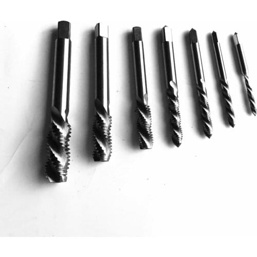 High quality HSS6542 made left hand 7pcs HSS Machine spiral Taps Screw Taps HSS M3 M4 M5 M6 M8 M10 M12 for steel workpieces