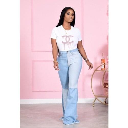 Patchwork Womens Jeans Baggy Vintage High Waist Boyfriends Mom Y2k Denim Distressed Streetwear 2020 Female Flare Pants