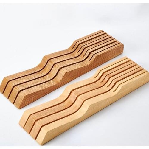 1PC Wood Knife Block Holder without Knives In Drawer Knife Organizer Wooden Steak Knives Storage Holder Kitchen Cutlery Block