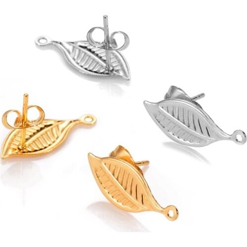 10Pcs/Lot Stainless Steel New Ear Climbers Leaf Earrings Basic Leaves DIY Jewelry Making Components Supplies