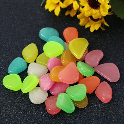 100pcs Glow in the Dark Garden Pebbles for Walkways Garden Decoration Glow Pebbles Plants Aquarium Luminous Stones
