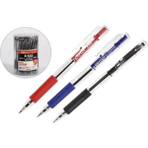 12 Pcs/lot Plastic Ball-point Pen Red, Blue And Black Colors Ballpoint Custom Transparent Ballpoint Pen