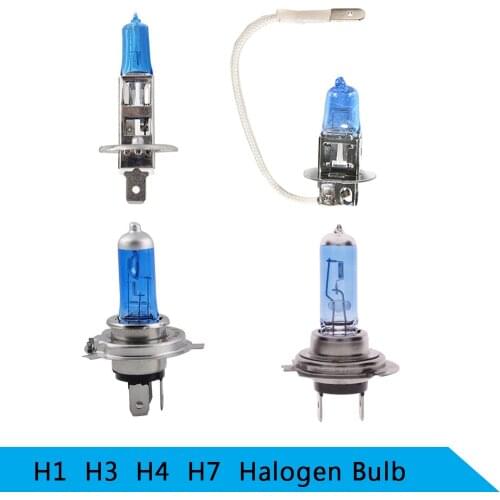 2PCS H1 H3 H4 H7 55/100W 12V High Bright Focused Glass White Fog Light Halogen Bulb Car Headlight Lamp Auto Light Source Parking