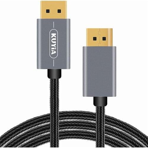 7 Feet Nylong Braided 4K HD High Speed Display Cable for Gaming PC TV Gold-Plated Connector Aluminum Alloy Shell DP to DP Cable